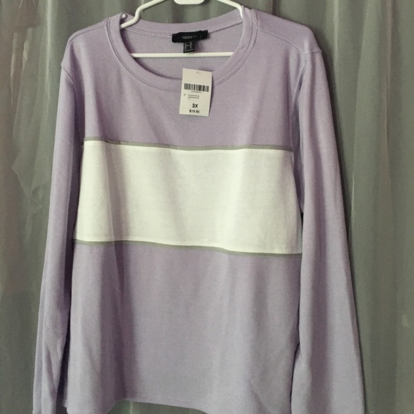 Lavender white color block sweatshirt - Picture 2 of 3